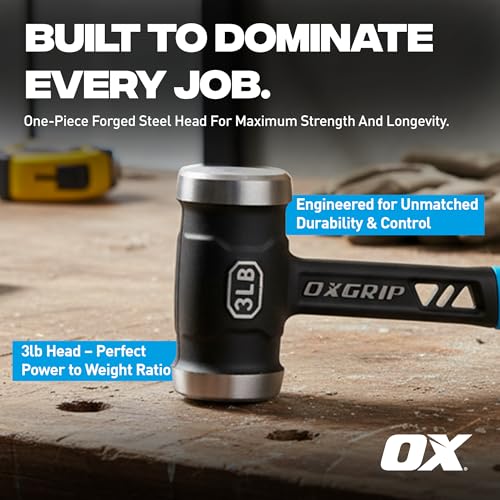 OX Ultrastrike 3 lb Sledge Hammer - Vibration Dampening - size: 3lb Club Hammer