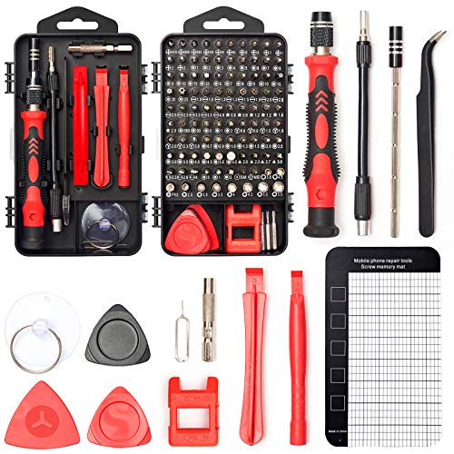 SHARDEN 122 in 1 Precision Screwdriver Set With CR-V Steel Bits(Red) - color: Red