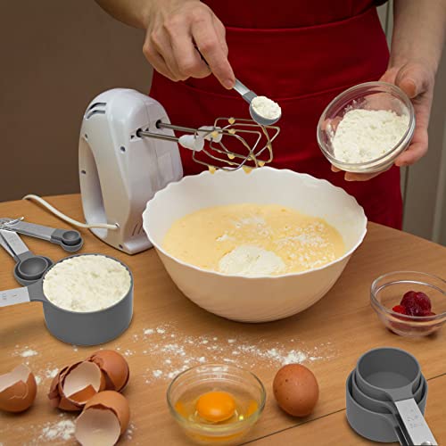 Measuring Cups & Spoons Set, Stackable Cups and Spoons - color: Gray