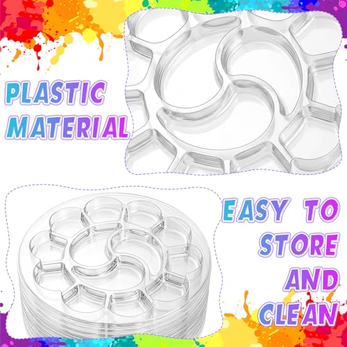100 Pcs Large Clear Round Paint Tray Palette Disposable Watercolor Palette Acrylic Paint Pallet Color Mixing Tray for Painting Party Oil Watercolor Craft Supplies DIY - style: Round