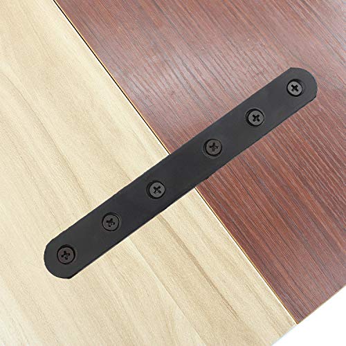 4 Pack Flat Mending Plate for Wood, ULIFESTAR Black Iron Flat Straight Brace Brackets Metal Repair Fixing Wood Brace Joining Plates Connector for Repairing Wooden Furniture with Mounting Screws - size: 8 x 0.79 x 0.12 inches