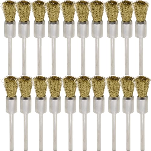 20PCS Brass Wire Brushes - Metal Rust Removal, Cleaning, and Polishing - 8mm Diameter, 1/8″ (3mm) Shaft - Removes Burrs, Dust, and Oxide Layer - Handles Rough Surfaces - Rotary Tool Accessories - style: Brass Wire Brush 3*8mm 20PCS