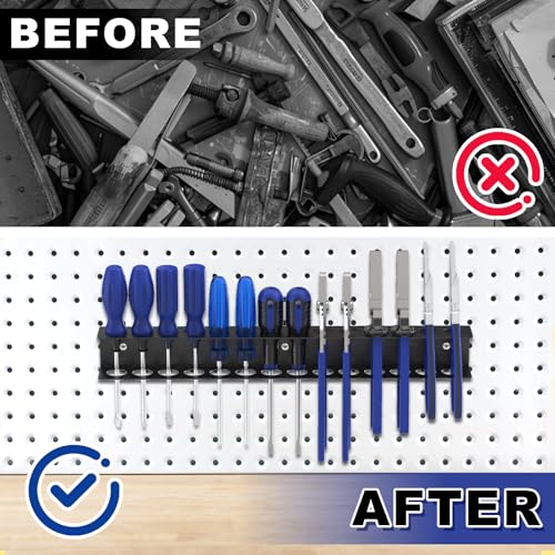 Screwdriver Organizer Wall Mount,16" Metal Screwdriver Holder,Black - size: 2 PCS