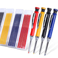 4 Pack Carpenter Pencil with Sharpener, Mechanical Pencils Set with 28 Refills, Construction Pencil Heavy Duty Woodworking Pencils (Red, Black, Yellow, Blue) Deep Hole Long Nib Marker Pens