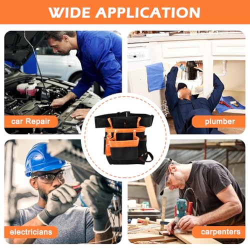 Tool Belts 8 Pockets, Tool Pouch Heavy Duty Tool Belts for Men Tool Belt Bag Adjustable Tool Pouch Belt with Belt Clip Utility Belt Pouch for Electrician, Carpenter, Construction