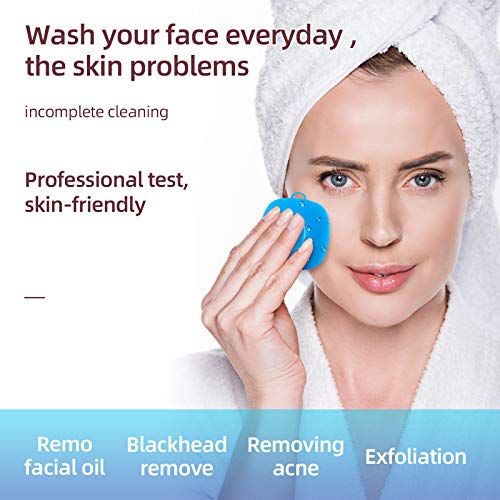 Silicone Face Scrubber for Men and Women， 2Pack Facial Cleansing Brush Silicone Face Wash Brush Manual Waterproof Cleansing Skin Care Face Brushes for Cleansing and Exfoliating (Blue_Pink) - color: Blue Pink