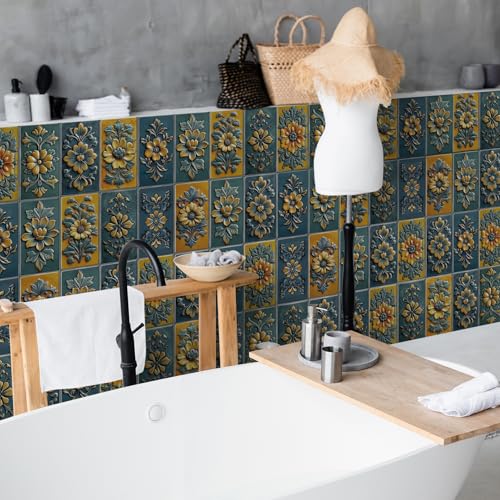 VICCI 64Pcs Tile Decals 8" x 4" Peel & Stick Kitchen Backsplash - color: Sjm-306, size: 8x4IN*64PCS