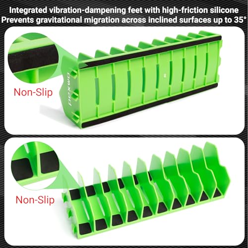 Plier Organizer & Rack (2-Pack, High-Vis Green) – 20-Slot Tool Storage for Toolbox Drawers – Non-Slip Rubber Base, Interlocking Modular Holders for Pliers, Cutters & Snips - size: 2 PC-Green