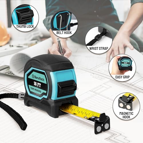 DURATECH 16FT Magnetic Double-Sided Tape Measure, Easy Read Measuring Tape - size: 16 FT, style: 2 Pack