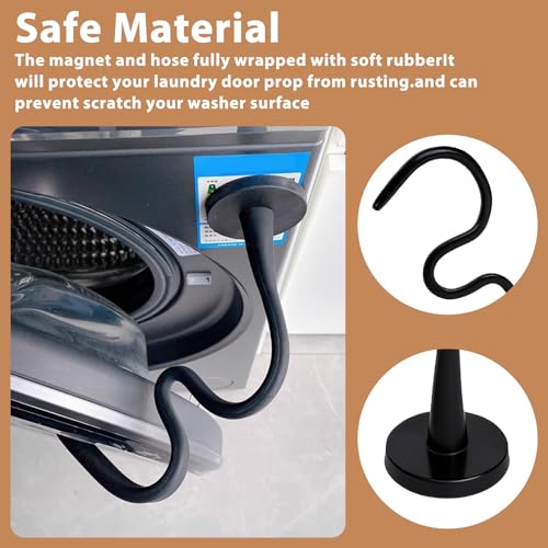 Magnetic Washer Door Stopper & Holder Strong Flexible Prop to Keep Front Load Washer/Dryer Door Open Fits LG Samsung Laundry Accessories (Black) - color: Black