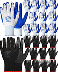 Nuogo 24 Pairs Gardening Gloves for Men Women Rubber Coated Landscaping Work Gloves Safety Work Construction - color: Black, Blue