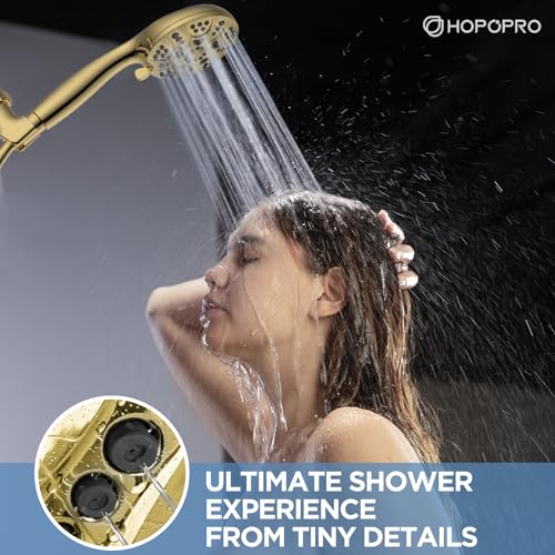 HOPOPRO High Pressure Handheld Shower Head Set with 6 Shower Settings, Gold - color: Gold, style: 6 Modes