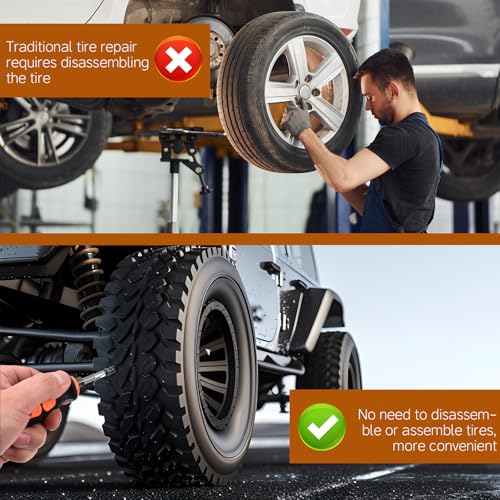 100PCS tire Screw Plug Repair kit – No Tire Removal Needed, tire sidewall Repair kit, Patch Plug Tools & Portable Storage Bag – Quick Flat Tire Fix for Car, Truck, Motorcycle & SUV