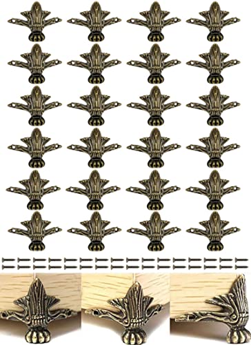 24 PCS Antique Brass Box Legs Feet for Wood Jewelry Treasure Storage Chest - color: Bronze