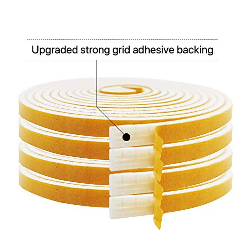 Weather Stripping-4 Rolls, 1/4 in W X 1/8 in T Total 52 Feet Long - size: 1/4"(W) x 1/8"(T) x 52'(L)