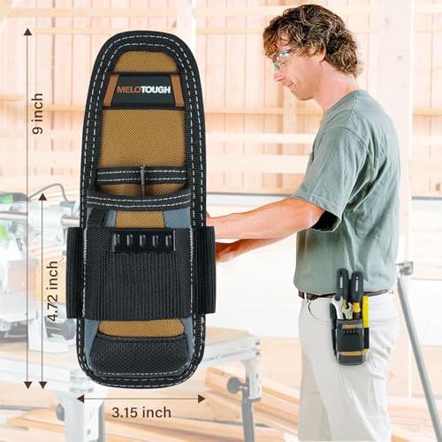 MELOTOUGH Small Tool Pouch with Belt Clip Technician's Clip on Tool Pouch,Pocket Belt Holster Mini Electrican Holder with Sanp Clip (2PACK) - color: Small Tool Pouch with Brown Color