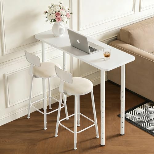 QLLY 24-40 inch Adjustable Metal Table Legs, Heavy Duty DIY Desk Legs with Leveling Feet, Set of 4, White for Home Office, Desk, Countertop, Kitchen Table - color: White
