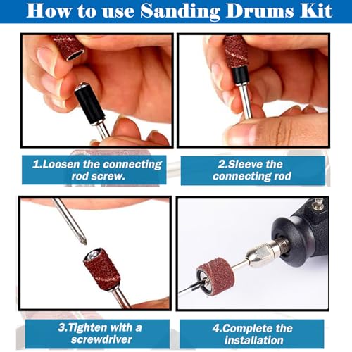 Sanding Drum Set for Most Rotary Tools-Includes 138 Aluminum Oxide Drum Sander Sanding Sleeves (80,120,240 Grit),12 Drum Mandrels and 9 Sanding Bits,Sanding Bits Tool Accessories with Box - color: 159pcs-3 Styles