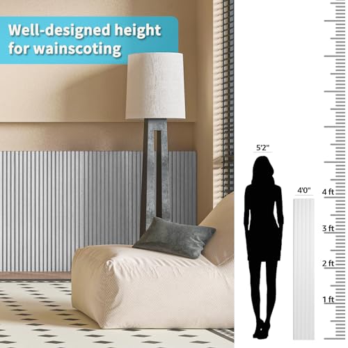 Art3d 48 x 6 in WPC Wood Slat Wall Panels, 3D Wall Accents, 16-Pack, White | Real Wood Grain, Durable, Water Resistant, Wear-Resistant, No Emission, Eco-Friendly, Easy to Care, for Living Room, Bedroom - color: White, size: 48" * 6"