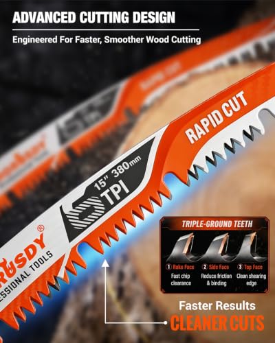 15 Inch Reciprocating Saw Blades, 5 Pack, 6TPI Japanese Teeth Arc Edge CR-V Steel Pruning Saw Blades for Tree Trimming and Wood Cutting, with Storage Case - style: 5-Pc 15" New Version
