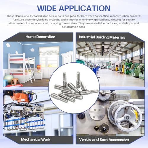 M8x20mm to M10x20mm Double End Threaded Stud Screw Reducing Bolt,304 Stainless Steel Thread Reducer Adapter for Furniture Fastener Welding, Hardware Connectors 10 Pack - size: M8x20mm to M10x20mm