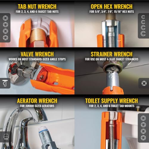 Klein Tools 68098 Faucet Wrench, 12-in-1 Plumbing Multi Tool for Sink, Toilet, and Faucet Installations and Repairs - style: Faucet Wrench