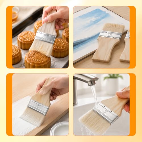 3Pcs Flat Paddle Paint Brush, Wide Paint Brushes for Decorating