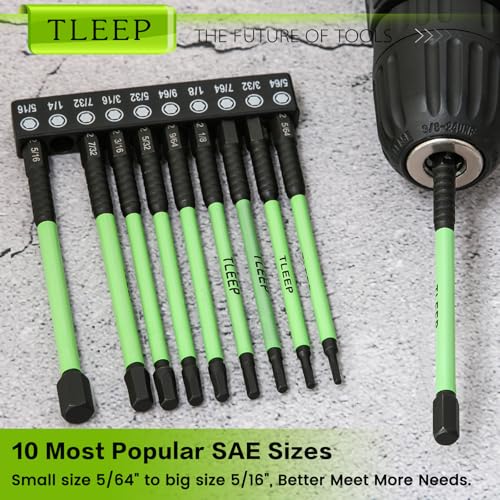 20 x Metric & SAE Allen Wrench Drill Bit Set 1/4" Hex Shank 4" Long Impact Wrench Hex Key Set, Magnetic Tips Allen Wrenches Sets S2 Steel, Latest Version Black Allen Key Set - size: C.5/64" to 5/16", 1.5mm to 8mm
