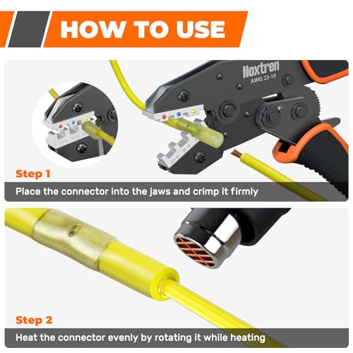 Crimping Tool For Heat Shrink Connectors, 220PCS AWG 26-10 Waterproof Automotive Marine Grade Heat Shrink Butt Connectors and Wire Stripper