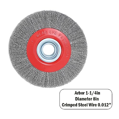 8in Bench Wire Wheel Brush for Bench Grinder Coarse Crimped Steel Wire 0.012" with 1/2" 5/8" 3/4" 7/8" 1"(5sets) Spacer Arbors - 2pack - style: 8in 2pcs