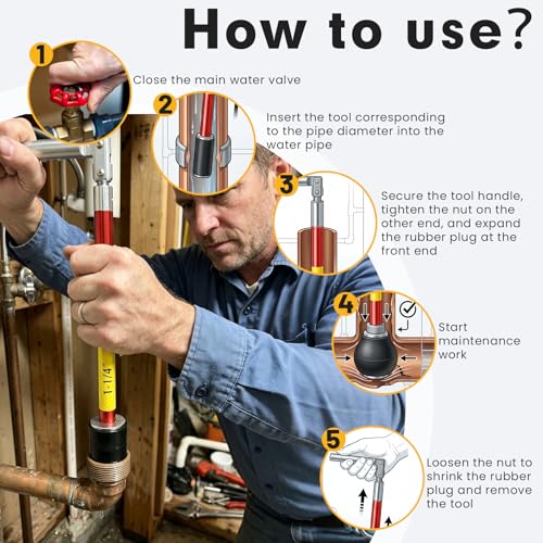2000 Plumbing Plug Tool Kit, Water Stopper for Pipes 1/2", 3/4" and 1"