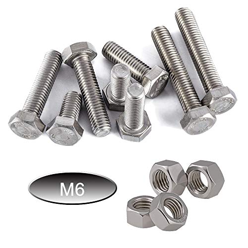 newlng M6 304 Stainless Steel Nuts and Bolts, Hex Flat Head Cap Bolts Screws Nuts Hexagon Socket Head Screw,Heavy Duty Hex Bolts Nuts Assortment, Head Mechanical Parts Combination Box - size: A-M6