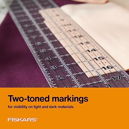 Fiskars 3" x 18" Acrylic Sewing & Quilting Ruler with Gridlines, Clear - size: 3" x 18"