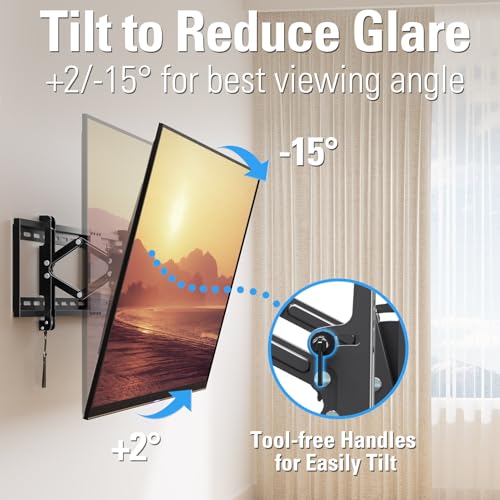 Mounting Dream Advanced Tilt TV Wall Mount for Most 42-90 Inch Flat TV | Universal TV Wall Mount Bracket with Full Extension up to 7 inch, Fits 16", 24", 32" Studs, Max VESA 800x400mm and 120LBS - size: Advanced Tilt for 42"-90" TV & 16"/24"/32" Studs