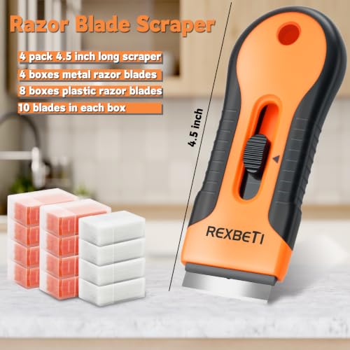 REXBETI Razor Blade Scraper Tool, 4 Pack Windows, Glass Stovetop Scraper - style: Original 4 Pack