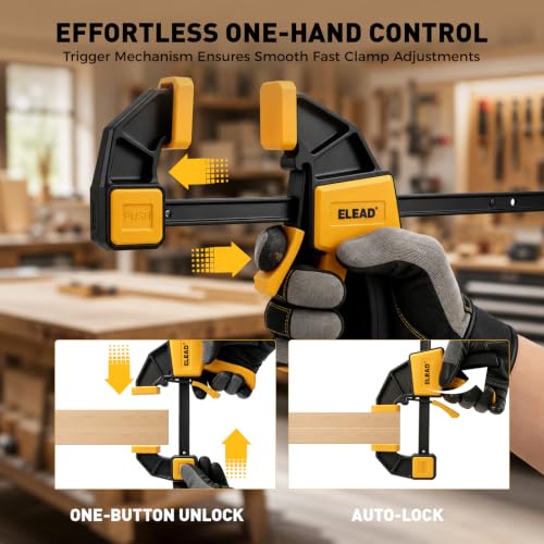 6-Pack Wood Clamps for Woodworking, 4-Piece 6" Bar Clamps with 2-Piece Clamp Connectors, Quick-Release Wood Clamps with 150 LBS Load Limit, Trigger Clamp Set for Woodworking DIY Projects - style: 4-Piece 6" 150lbs with clamp connector