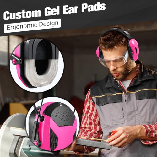 Electronic Shooting Ear Protection w/Gel Pads, 23dB NRR Active Noise Reduction & 3X Amplification Headset for Shooters - color: Pink