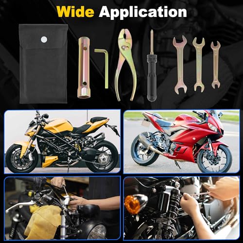 8PCS Motorcycle Repair Tool Kit, Spark Plug Socket Pliers Hexagonal Wrench M6 Double Ended Screwdriver Dual Head Wrench 8-10mm 12-14mm 14-17mm, Portable Motorbike Maintenance Tools
