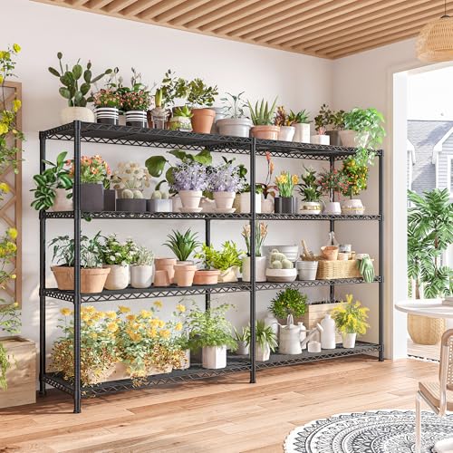 REIBII 72.8" W Storage Shelves Load 1500LBS, 4 Tier Metal Shelving Unit - size: 17.7" D x 72.8" W x 59" H