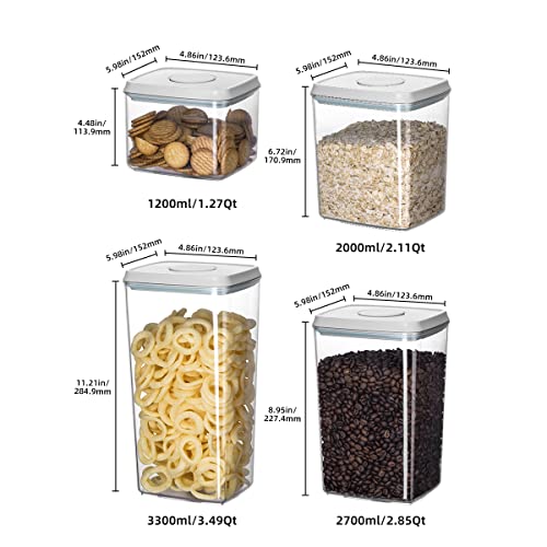 12 Pcs Pop Airtight Food Storage Containers with Lids for Kitchen Pantry Organization Stackable Cereal Snacks Flour Sugar Coffee Spaghetti (1.2, 2.0, 2.7, 3.3qt)*3 - color: 12 Pcs Set