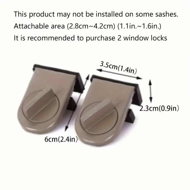2pcs Heavy-Duty Aluminum Locks for Sliding Doors and Windows, Anti-Theft, Anti-Pinch and Anti-Drop Design