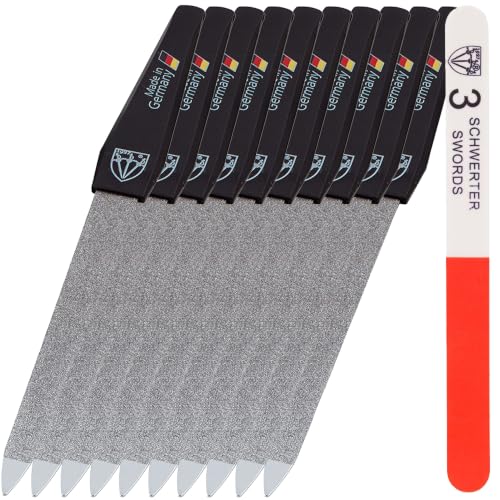 3 Swords Germany - Sapphire Metal Nail File Set 10 Pieces with 1 Piece 3-Way Nail Buffer – Nail Care Made in SOLINGEN/Germany - color: 10 Nail Files / 1 Buffer