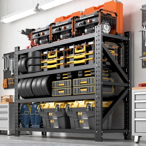 Heavy Duty Metal Shelving Units, Garage Shelves & Storage System - size: 67"W x 24"D x 63"H
