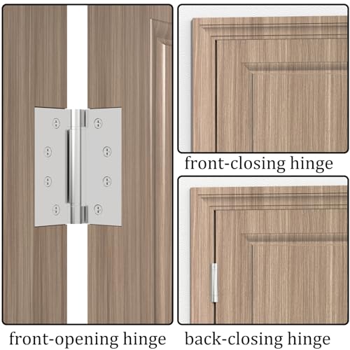 Self Closing Door Hinges 3Pack Spring Hinge 304 Stainless Steel Spring Loaded Hinges with Square Corners Heavy Duty Adjustable Tension Self Closing Hinges 4 inch - style: C hole - Square