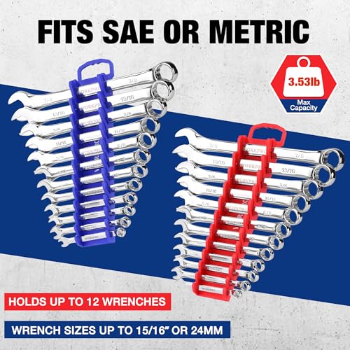 WORKPRO 2-Pack Magnetic Wrench Organizer, 12-Piece Gripper Wrench Holder - style: Stubby Wrench Organizer(2PC)