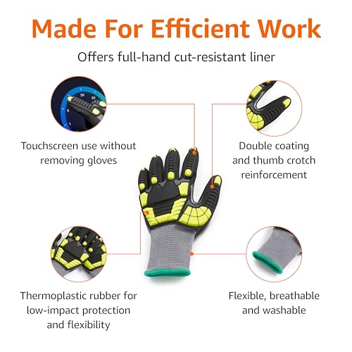 Amazon Basics Safety Work Gloves, Cut Level A1, Abrasion ANSI Level A4, Impact Protection, Touch Screen Friendly, 15G Sandy Nitrile Palm, Yellow, Size Medium, Pack of 120 Pairs - size: Medium