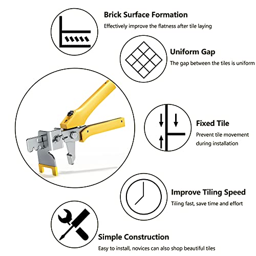 Mr.Ton 1/8 Inch Tile Leveling System with Tile Plier - 300Pcs Tile Spacers Clips, 100-piece Reusable Wedges - Tile Installation Kit