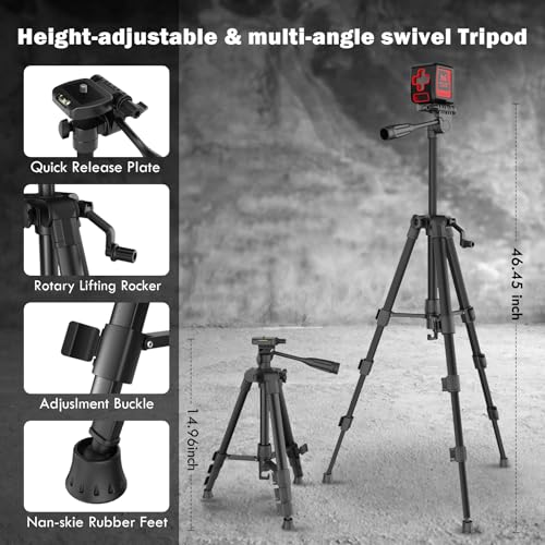 Motovera Self Leveling Laser Level 100ft, Green Cross Line with Tripod, 4 Brightness Modes & Pulse Function, Manual & Self-Leveling Modes, IP54 Waterproof for Picture Hanging, Tile, DIY Construction - size: L