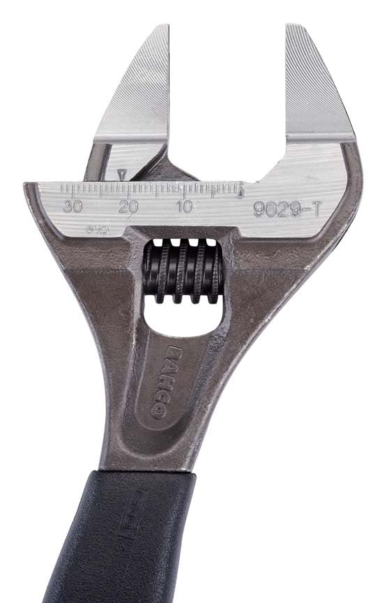 Bahco BAH9029RTUS Ergo Big-Mouth Adjustable Wrench Thin Jaw Wide Mouth with Rubber Handle - 6 Inch - Black Phosphate Finish - size: 6 inches, style: Black Phosphate Finish - Thin Jaw
