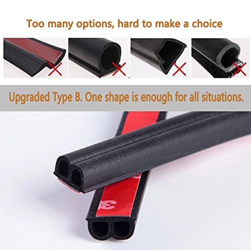 52.4Ft Universal Self Adhesive Weather Seal Strip for Auto, 51/100 x 1/5 Inch Thick, Car Door & Window Weatherstrip with Engine Cover (2 Rolls, 26.2 Ft Each) - size: 52.4 Feet Long